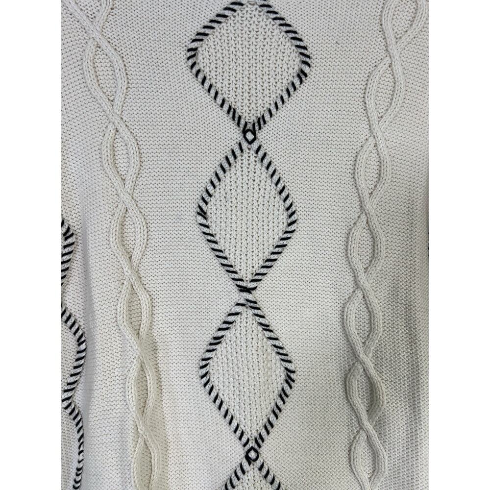 INDIGENOUS Peru Organic Cotton Cable Knit Pullover Sweater Ivory Women’s L - Picture 9 of 11